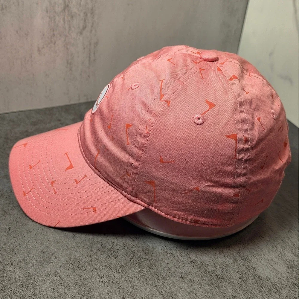 Titleist Mens Salmon Pink Golf Flag Print Adjustable Strapback Hat Cap